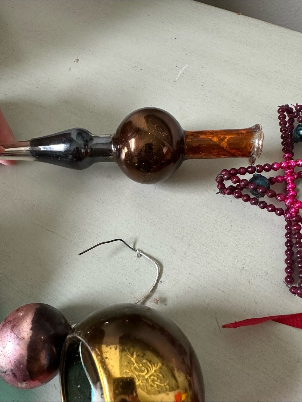 Vintage Christmas ornaments shiny brite mercury diorama tree topper lot - Picture 8 of 12